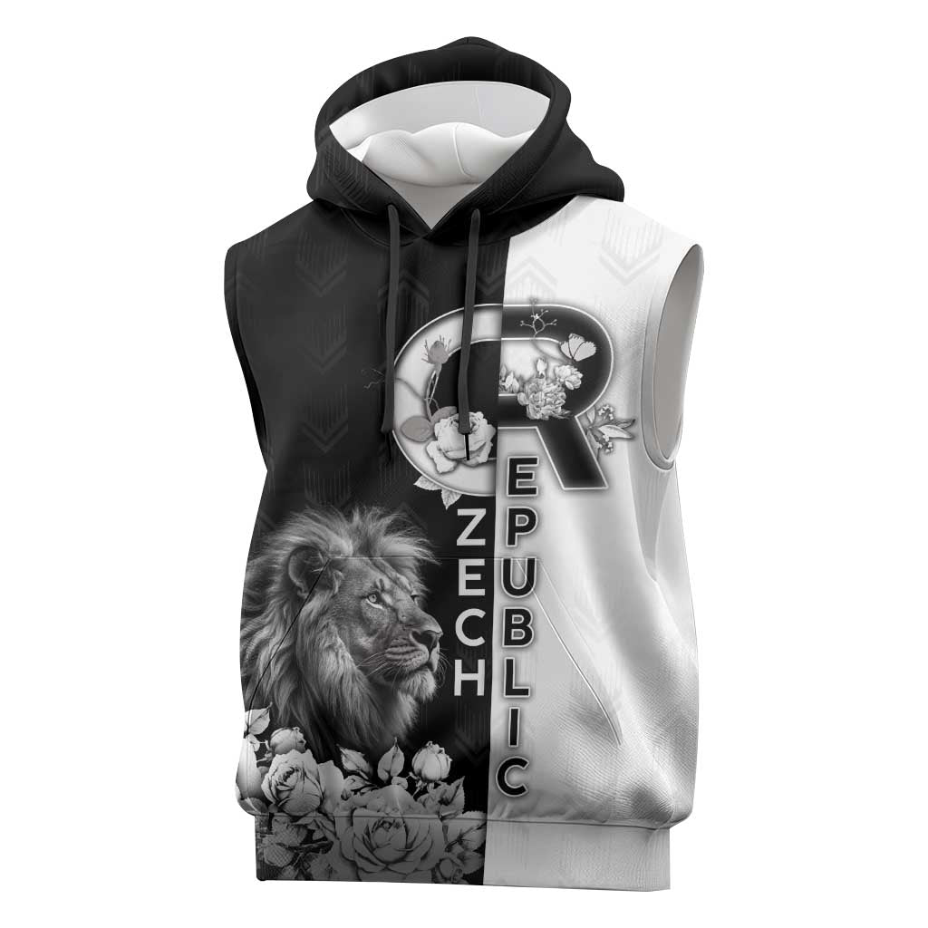 Czech Republic Sleeveless Hoodie White Lion With Rose - Wonder Print Shop