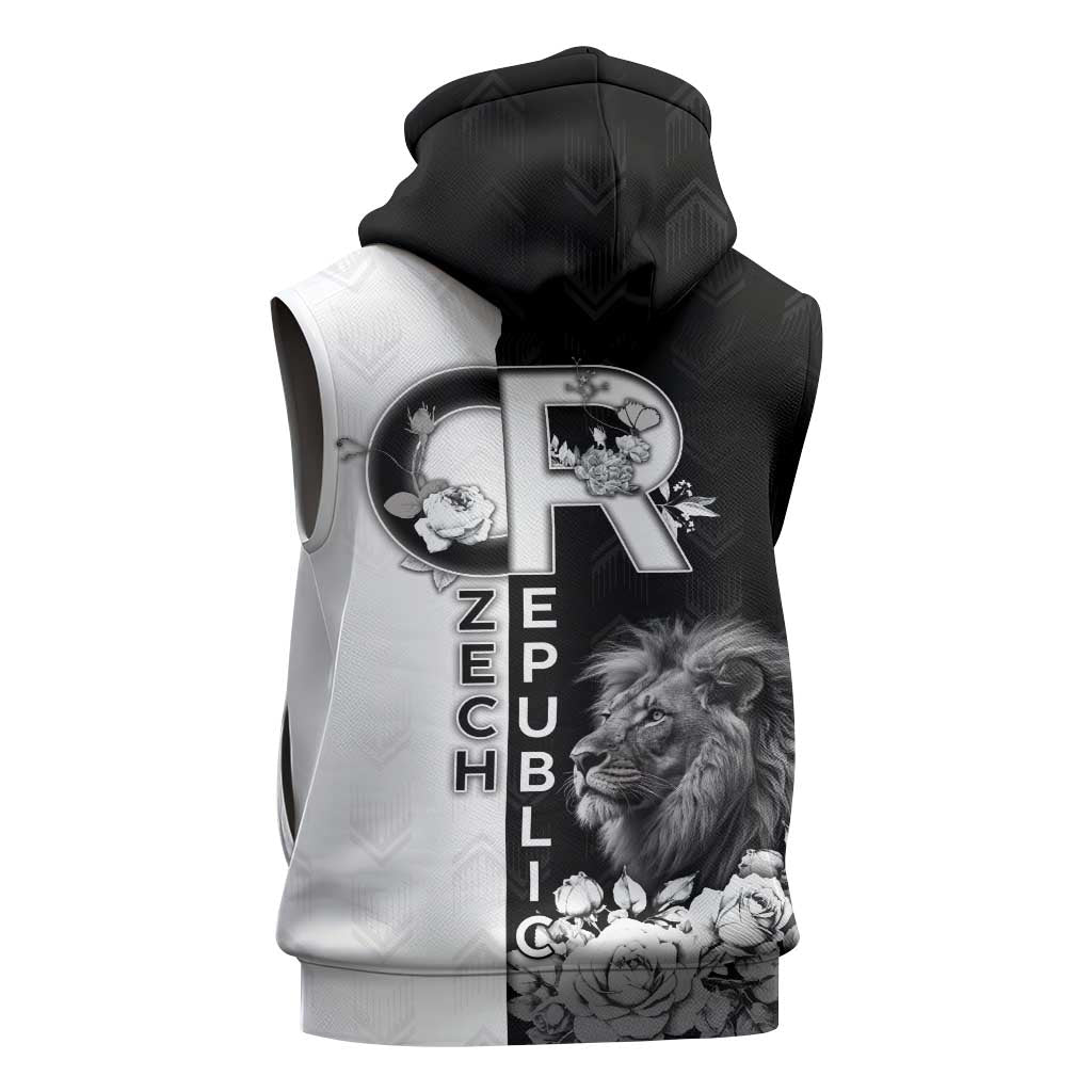 Czech Republic Sleeveless Hoodie White Lion With Rose - Wonder Print Shop
