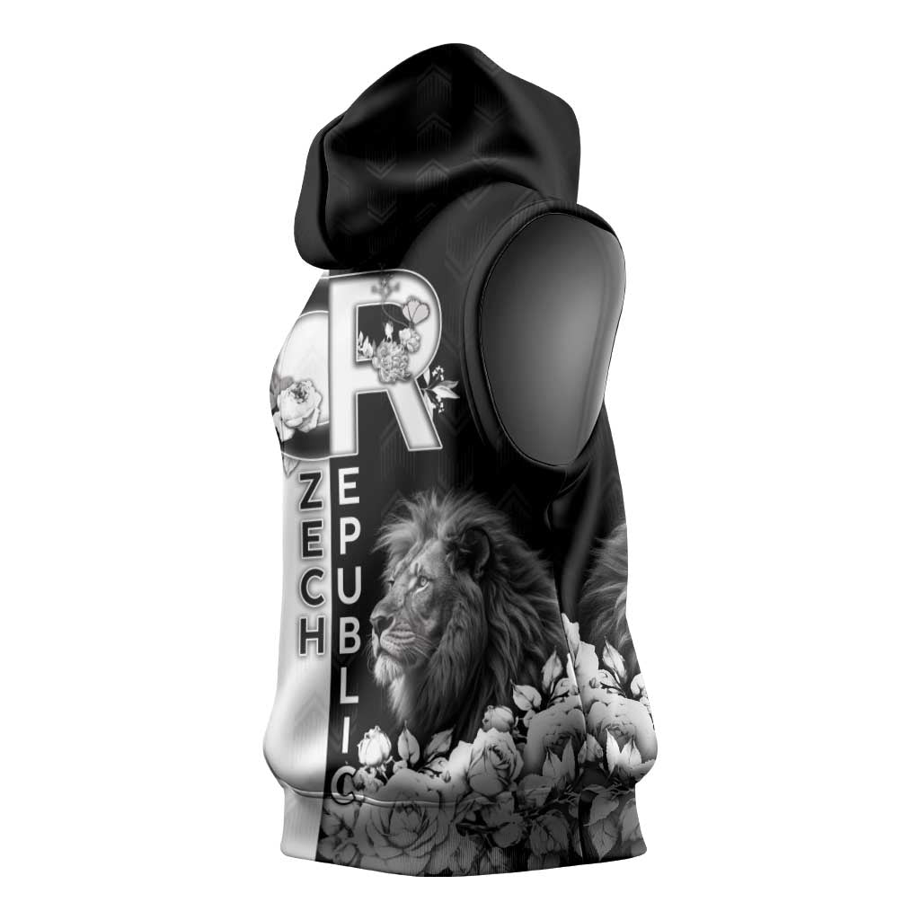 Czech Republic Sleeveless Hoodie White Lion With Rose - Wonder Print Shop