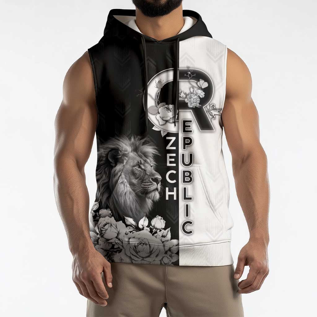 Czech Republic Sleeveless Hoodie White Lion With Rose - Wonder Print Shop