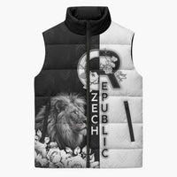 Czech Republic Sleeveless Puffer Jacket White Lion With Rose - Wonder Print Shop