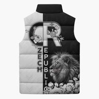 Czech Republic Sleeveless Puffer Jacket White Lion With Rose - Wonder Print Shop