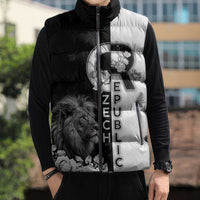 Czech Republic Sleeveless Puffer Jacket White Lion With Rose - Wonder Print Shop