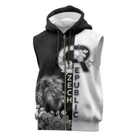 Czech Republic Sleeveless Zip Hoodie White Lion With Rose - Wonder Print Shop