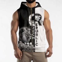 Czech Republic Sleeveless Zip Hoodie White Lion With Rose - Wonder Print Shop