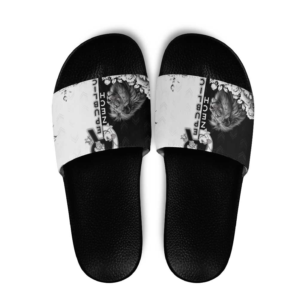 Czech Republic Slide Sandals White Lion With Rose - Wonder Print Shop