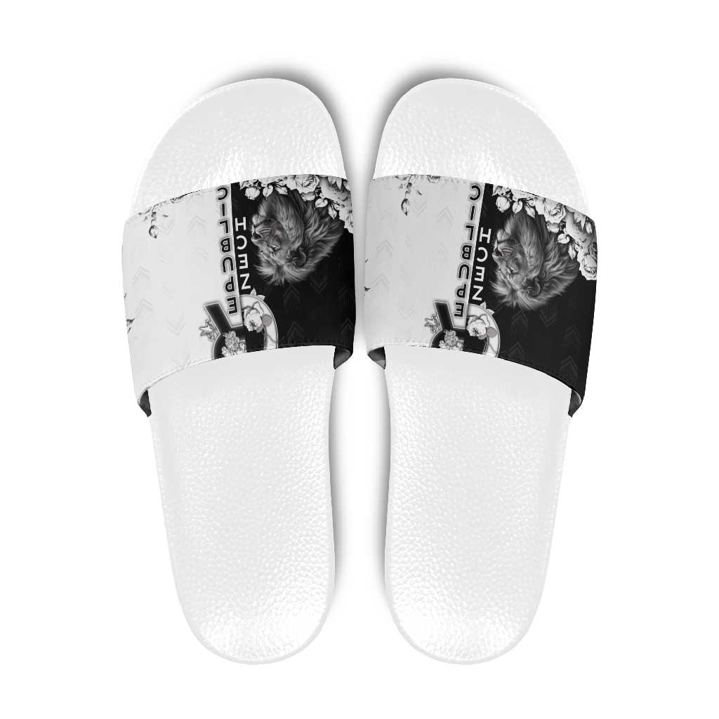 Czech Republic Slide Sandals White Lion With Rose - Wonder Print Shop