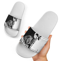 Czech Republic Slide Sandals White Lion With Rose - Wonder Print Shop
