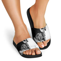 Czech Republic Slide Sandals White Lion With Rose - Wonder Print Shop