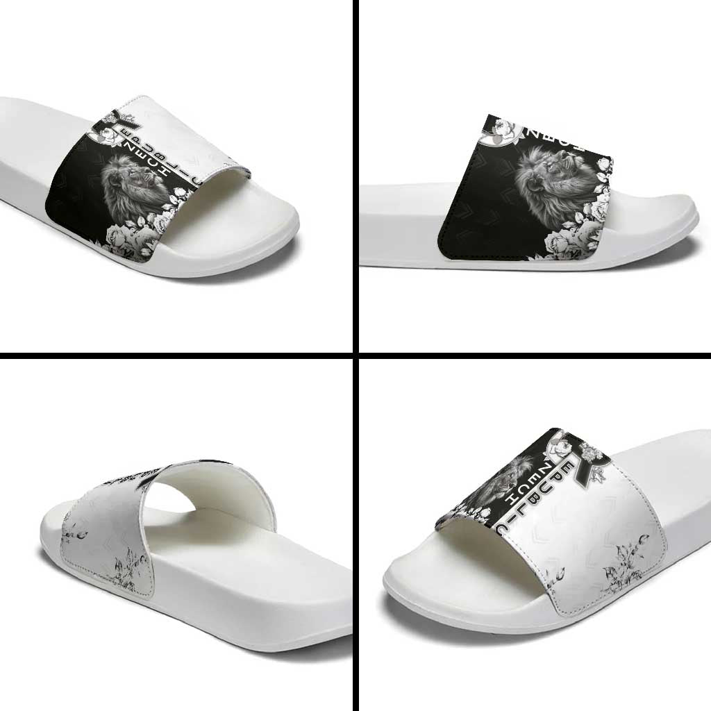 Czech Republic Slide Sandals White Lion With Rose - Wonder Print Shop