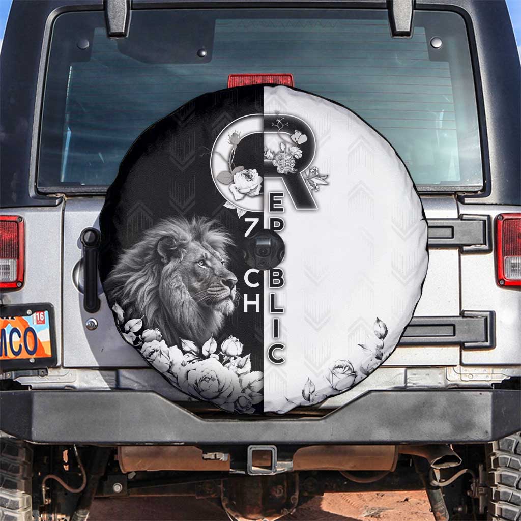 Czech Republic Spare Tire Cover White Lion With Rose - Wonder Print Shop