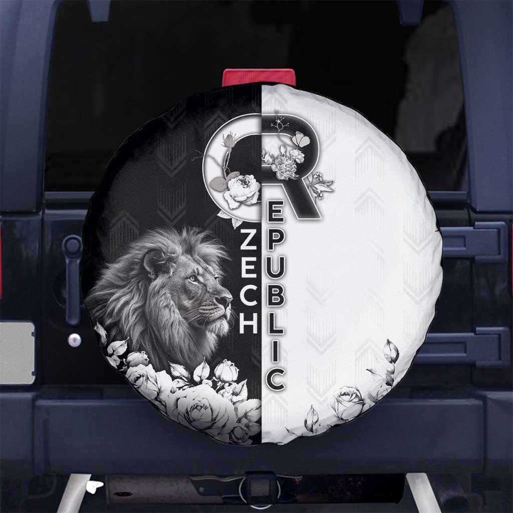Czech Republic Spare Tire Cover White Lion With Rose - Wonder Print Shop