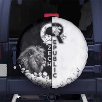 Czech Republic Spare Tire Cover White Lion With Rose - Wonder Print Shop