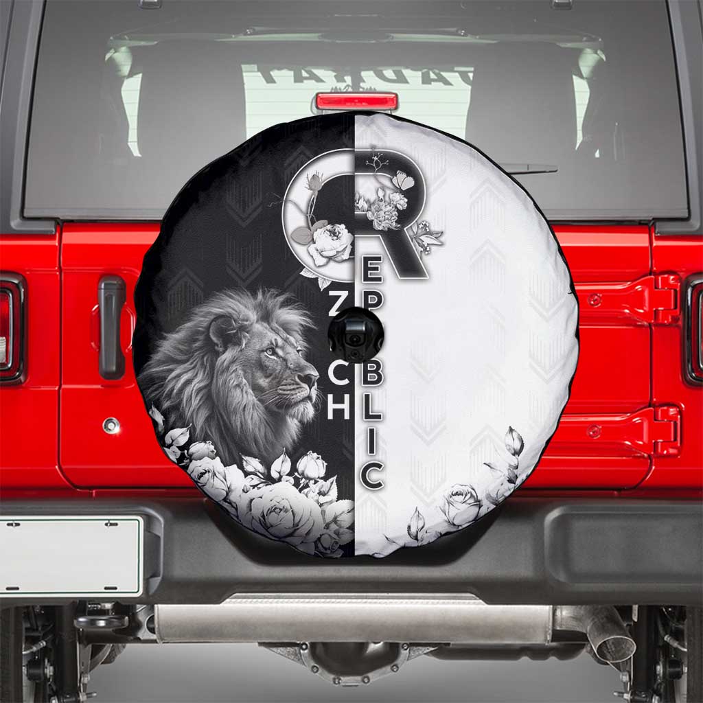 Czech Republic Spare Tire Cover White Lion With Rose - Wonder Print Shop