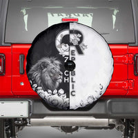 Czech Republic Spare Tire Cover White Lion With Rose - Wonder Print Shop