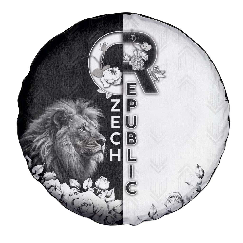 Czech Republic Spare Tire Cover White Lion With Rose - Wonder Print Shop