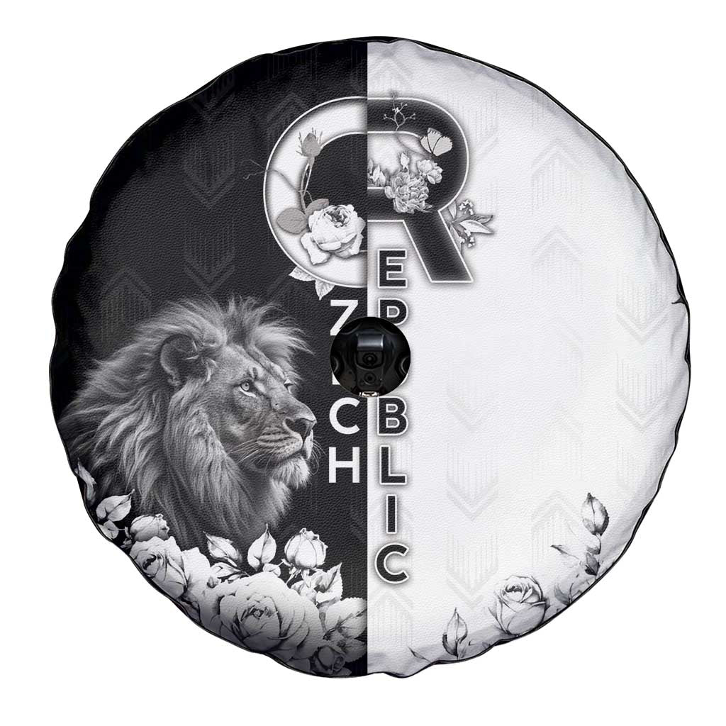 Czech Republic Spare Tire Cover White Lion With Rose - Wonder Print Shop