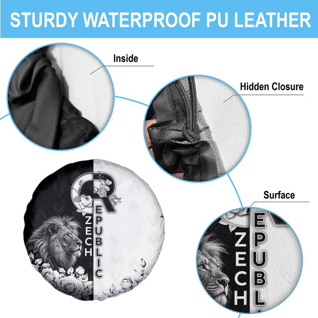 Czech Republic Spare Tire Cover White Lion With Rose - Wonder Print Shop