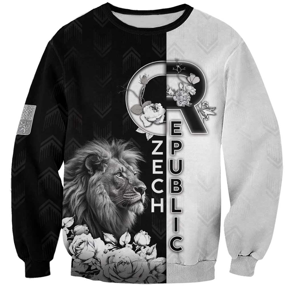 Czech Republic Sweatshirt White Lion With Rose - Wonder Print Shop