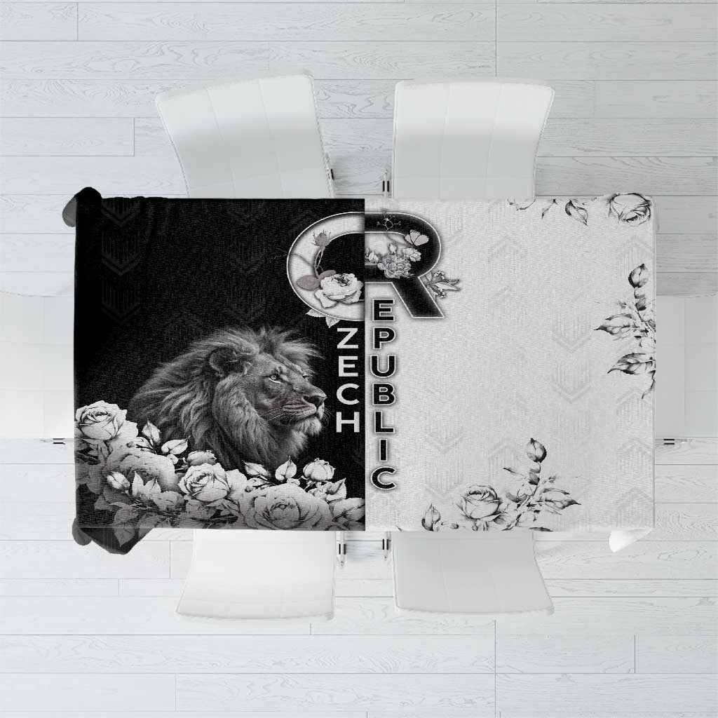 Czech Republic Tablecloth White Lion With Rose - Wonder Print Shop