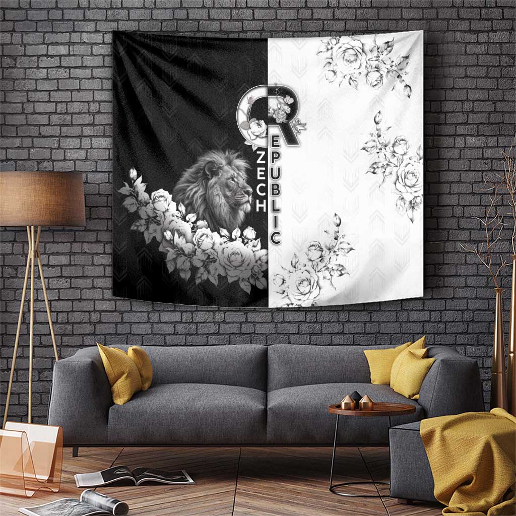 Czech Republic Tapestry White Lion With Rose - Wonder Print Shop