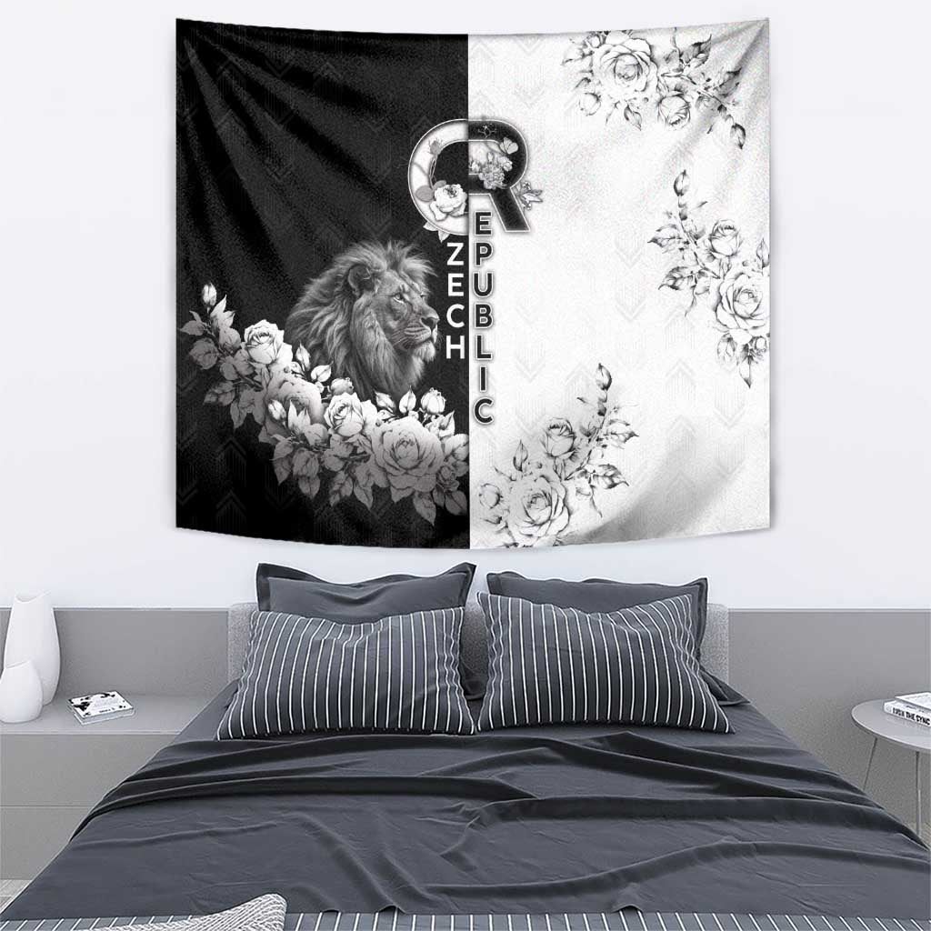 Czech Republic Tapestry White Lion With Rose - Wonder Print Shop