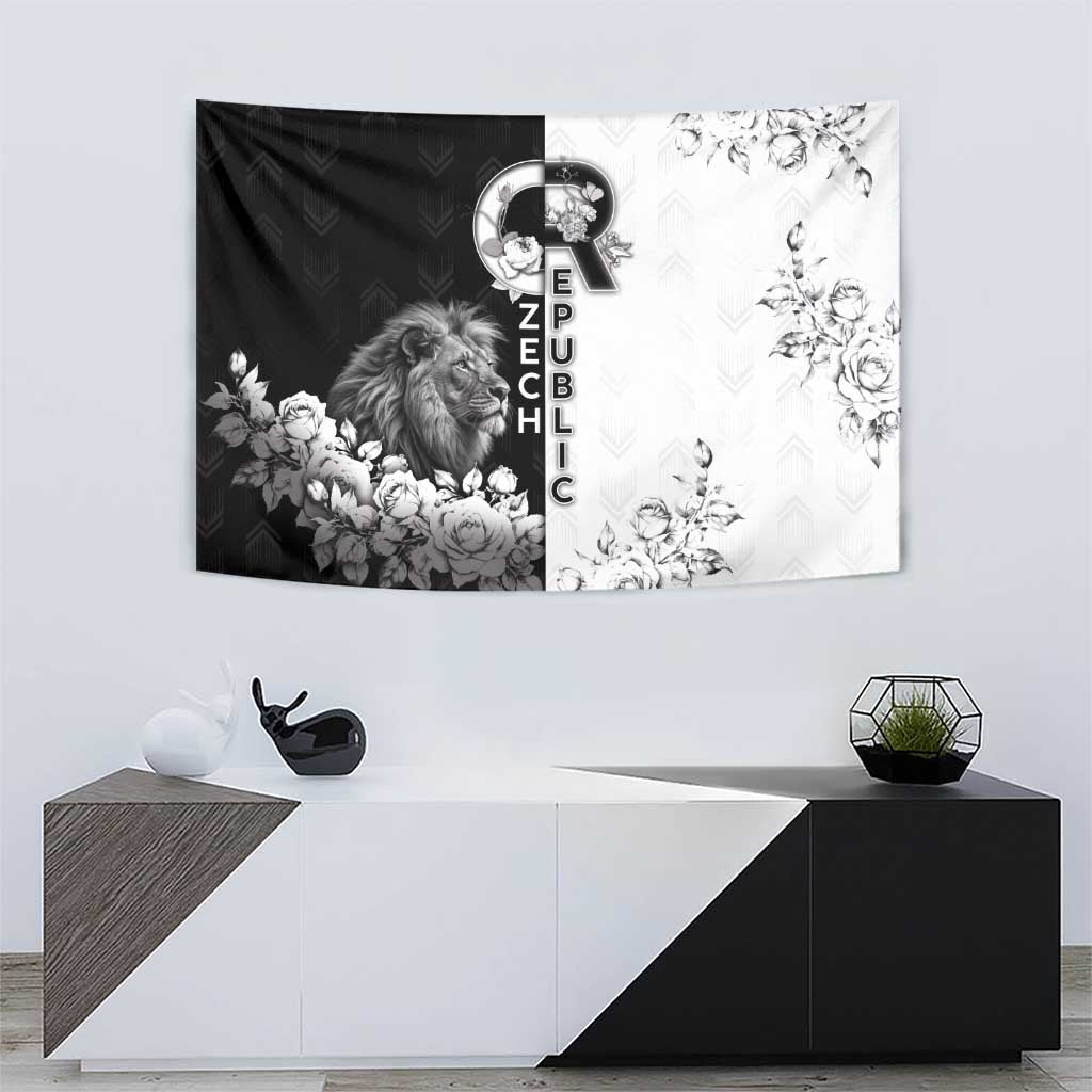 Czech Republic Tapestry White Lion With Rose - Wonder Print Shop