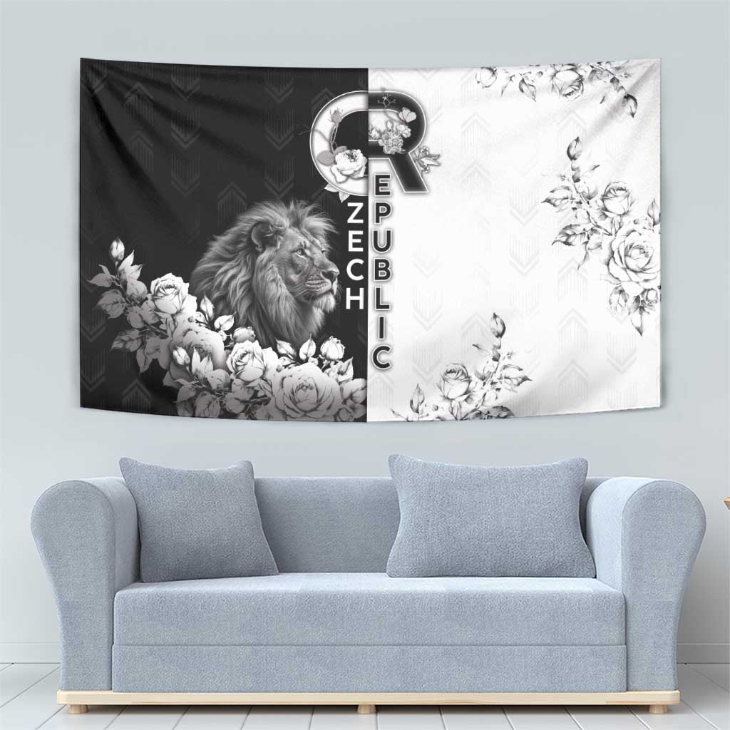 Czech Republic Tapestry White Lion With Rose - Wonder Print Shop