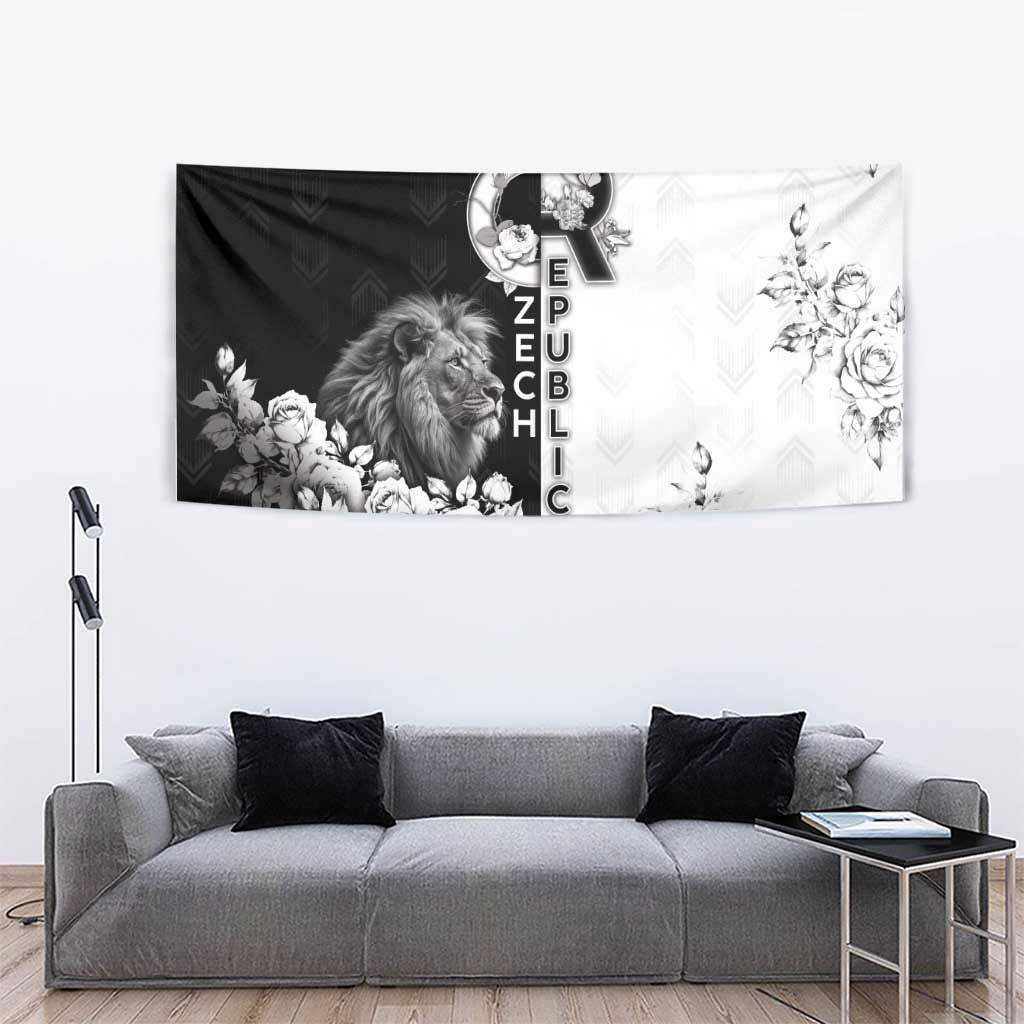Czech Republic Tapestry White Lion With Rose - Wonder Print Shop