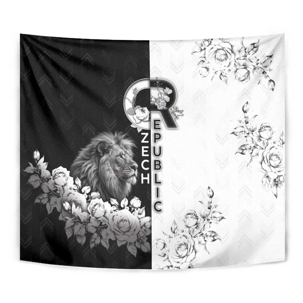Czech Republic Tapestry White Lion With Rose - Wonder Print Shop