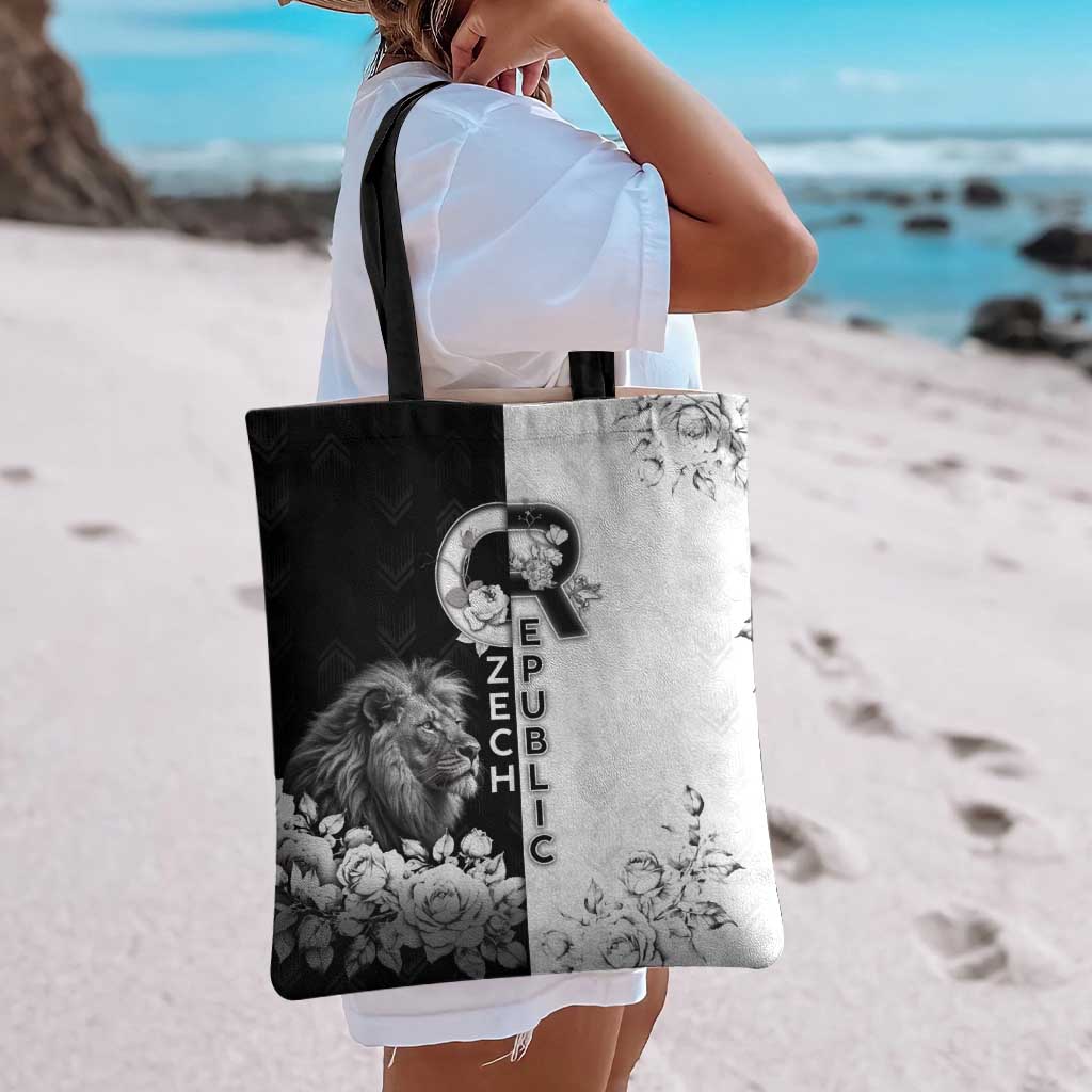 Czech Republic Tote Bag White Lion With Rose - Wonder Print Shop