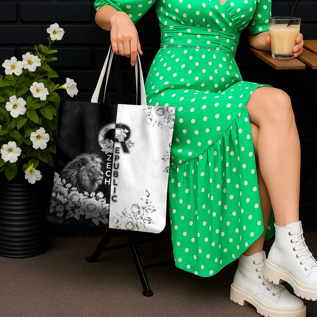Czech Republic Tote Bag White Lion With Rose - Wonder Print Shop
