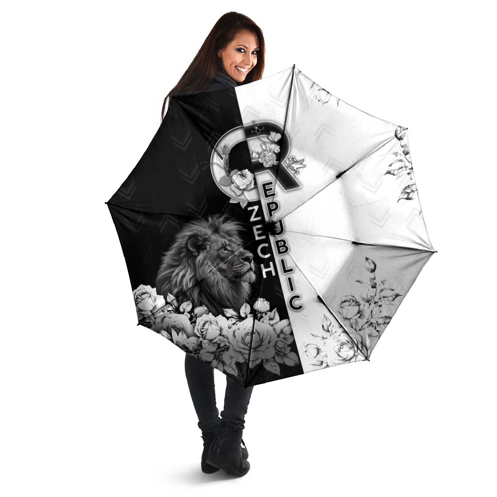 Czech Republic Umbrella White Lion With Rose - Wonder Print Shop