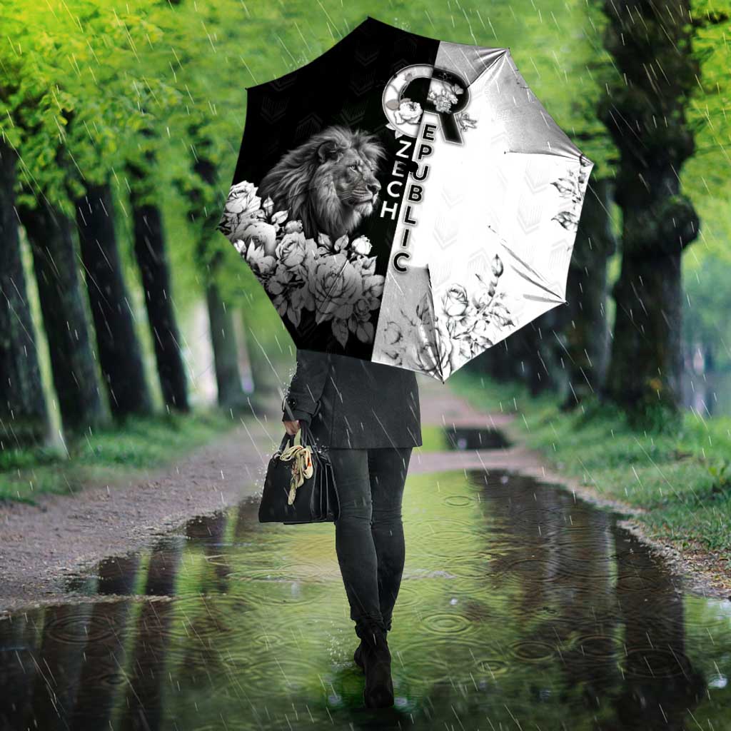 Czech Republic Umbrella White Lion With Rose - Wonder Print Shop
