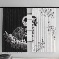 Czech Republic Window Curtain White Lion With Rose - Wonder Print Shop