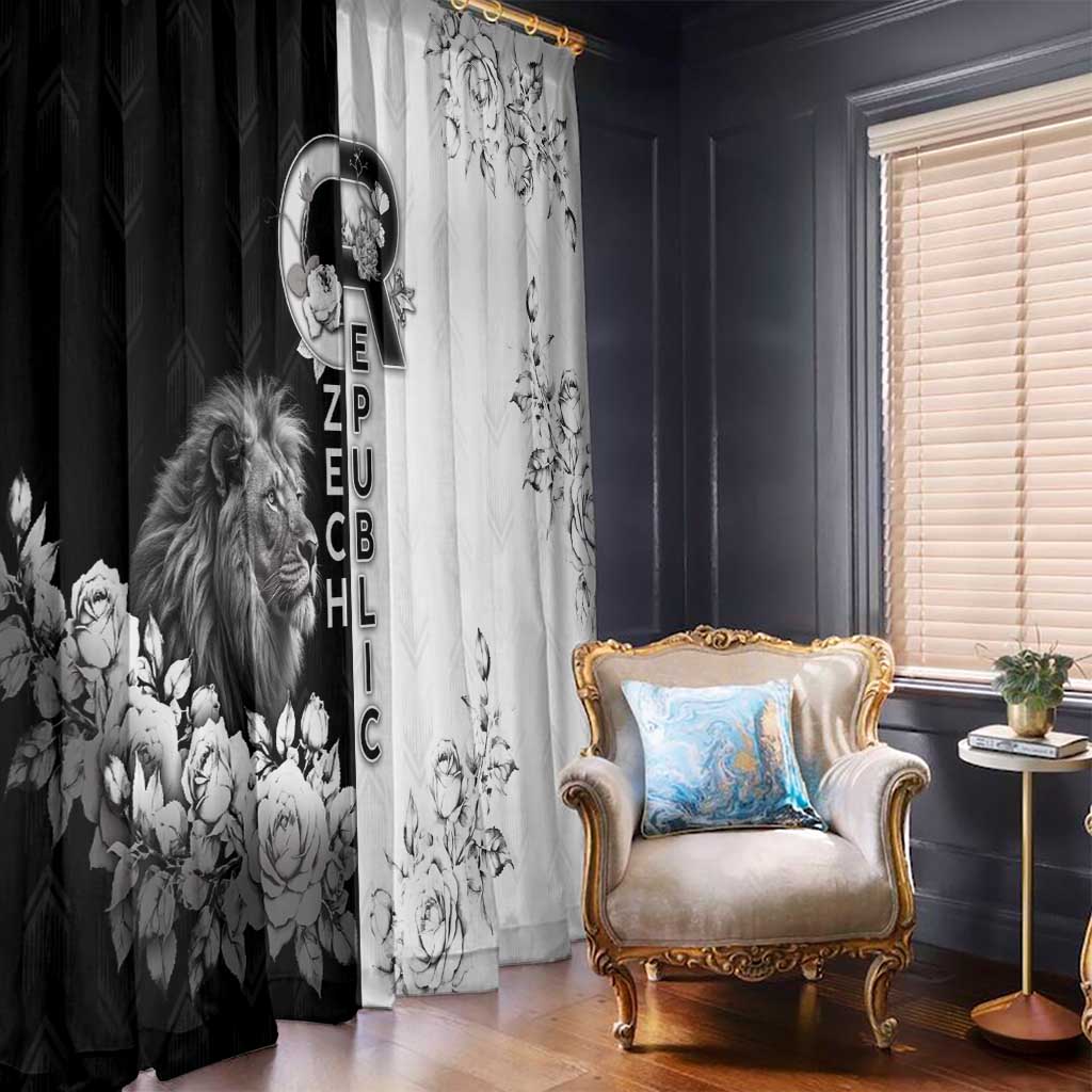 Czech Republic Window Curtain White Lion With Rose - Wonder Print Shop