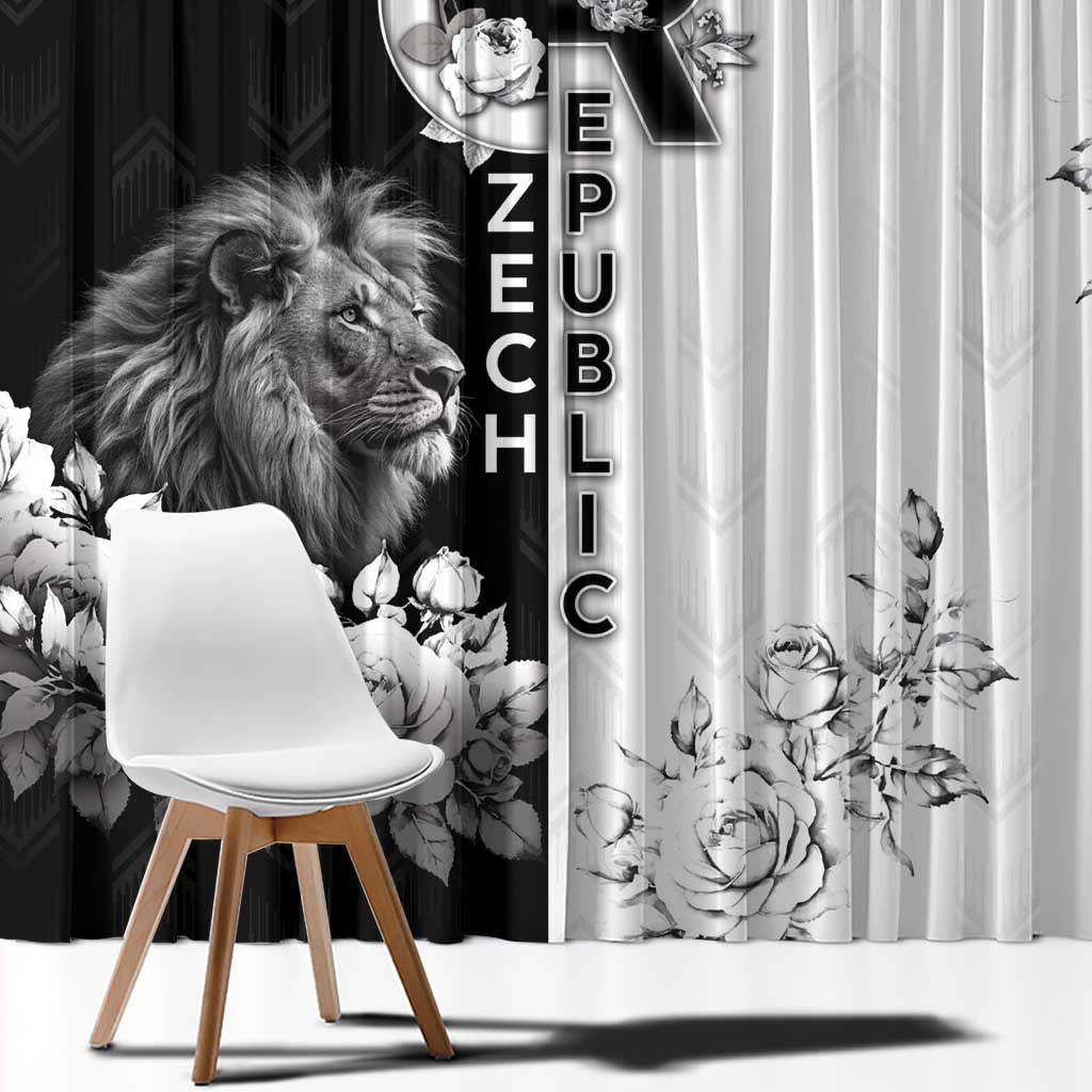 Czech Republic Window Curtain White Lion With Rose - Wonder Print Shop