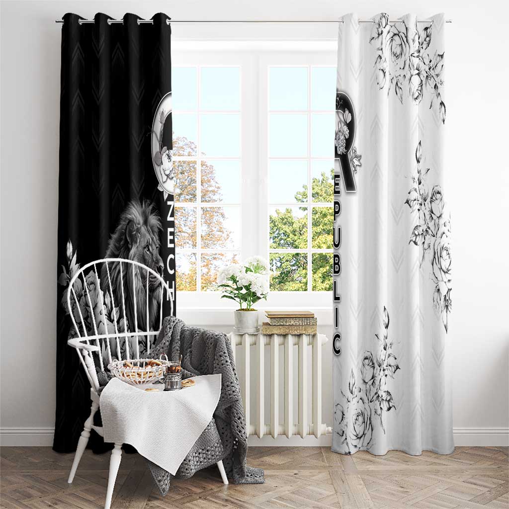 Czech Republic Window Curtain White Lion With Rose - Wonder Print Shop