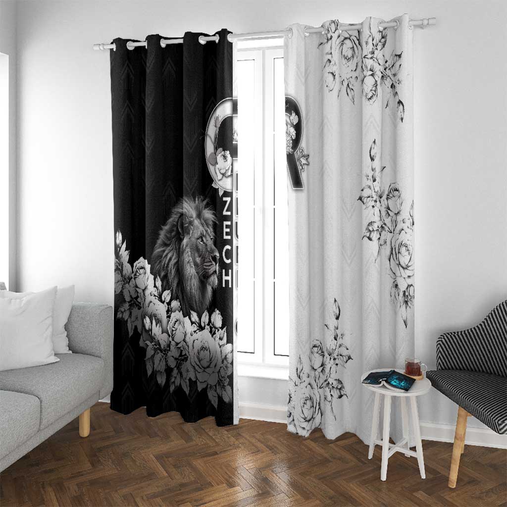 Czech Republic Window Curtain White Lion With Rose - Wonder Print Shop