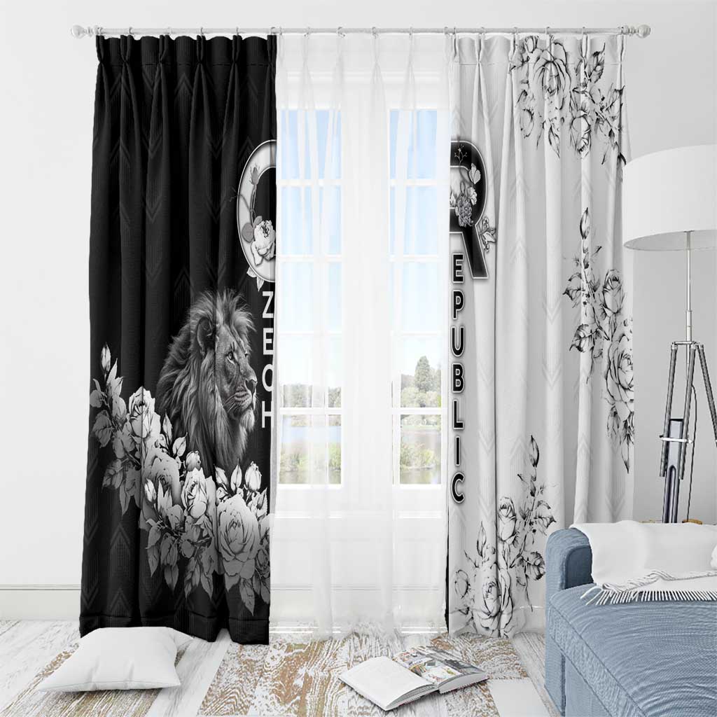 Czech Republic Window Curtain White Lion With Rose - Wonder Print Shop