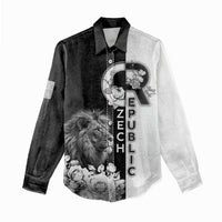 Czech Republic Women Casual Shirt White Lion With Rose - Wonder Print Shop