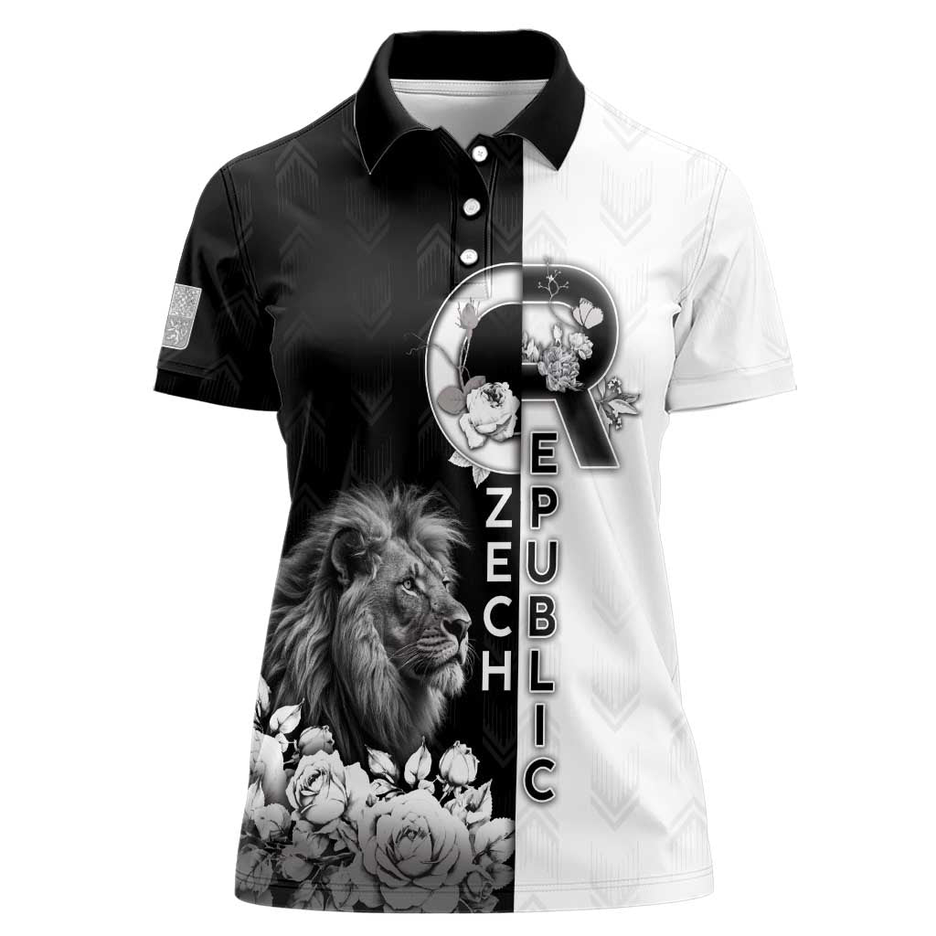 Czech Republic Women Polo Shirt White Lion With Rose - Wonder Print Shop