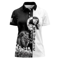 Czech Republic Women Polo Shirt White Lion With Rose - Wonder Print Shop