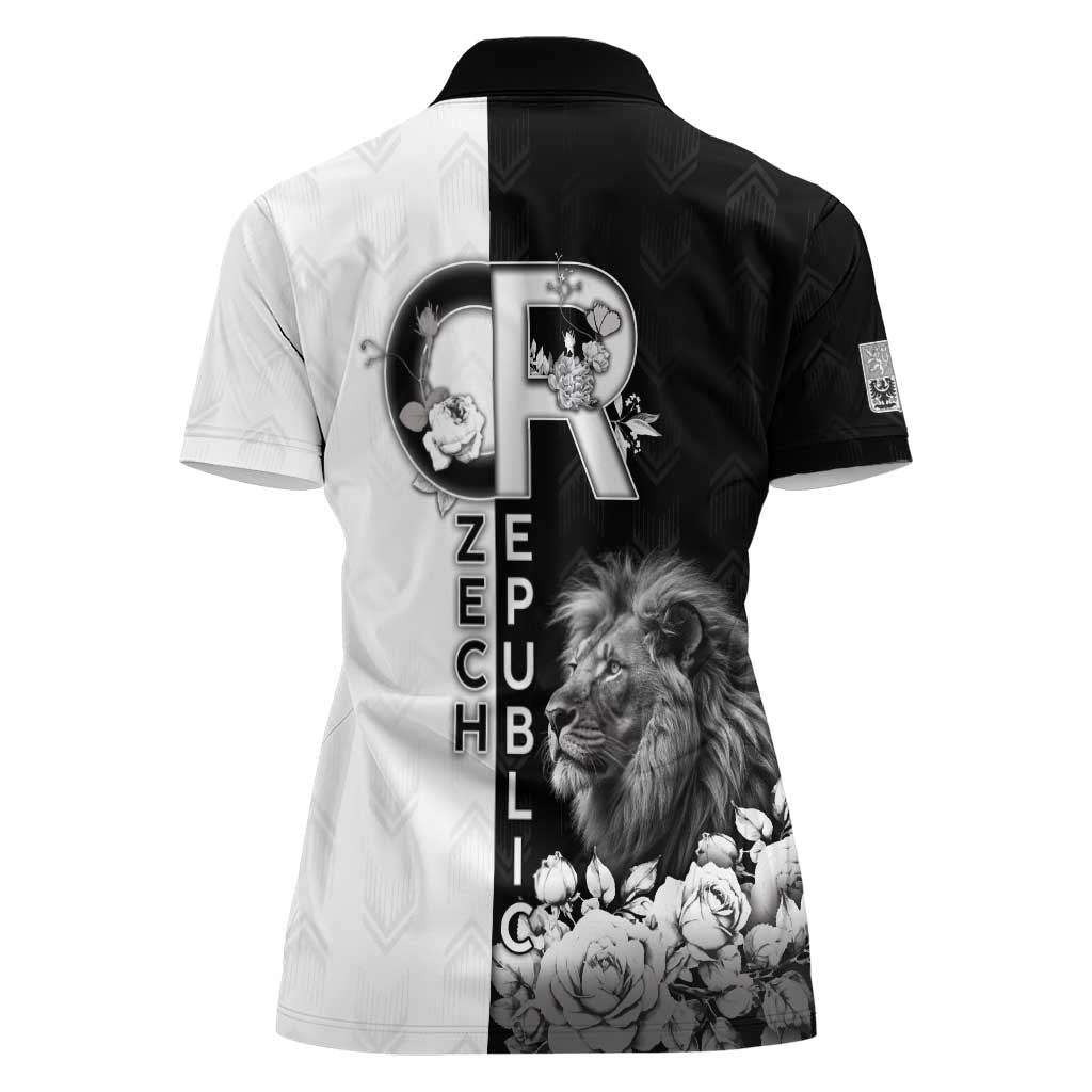 Czech Republic Women Polo Shirt White Lion With Rose - Wonder Print Shop