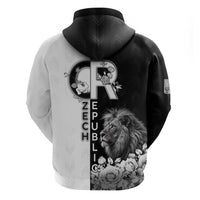 Czech Republic Zip Hoodie White Lion With Rose - Wonder Print Shop