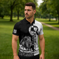 Czech Republic Zipper Polo Shirt White Lion With Rose - Wonder Print Shop