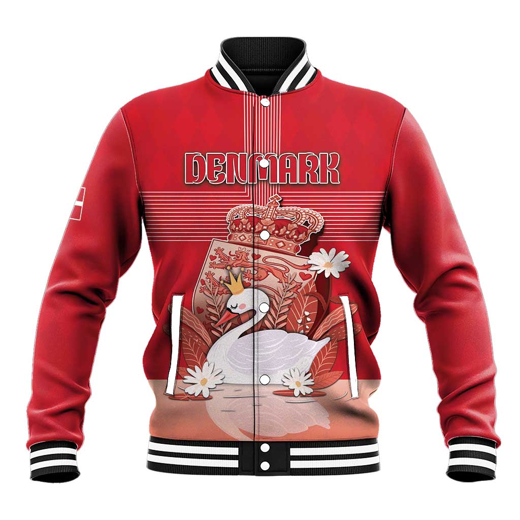 Personalized Denmark Baseball Jacket Mute Swan With Symbol - Wonder Print Shop