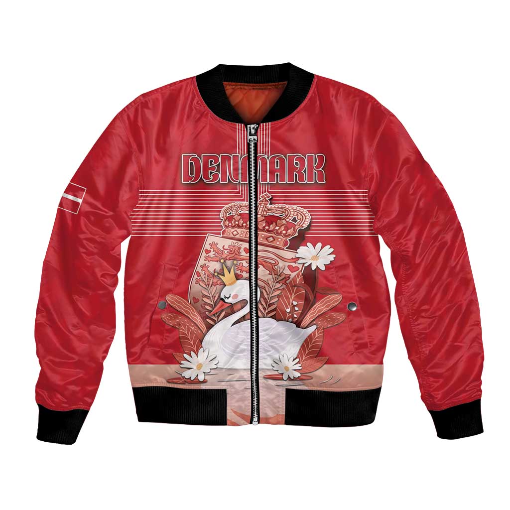 Personalized Denmark Bomber Jacket Mute Swan With Symbol - Wonder Print Shop