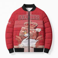 Personalized Denmark Bomber Puffer Jacket Mute Swan With Symbol - Wonder Print Shop