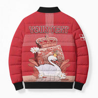 Personalized Denmark Bomber Puffer Jacket Mute Swan With Symbol - Wonder Print Shop